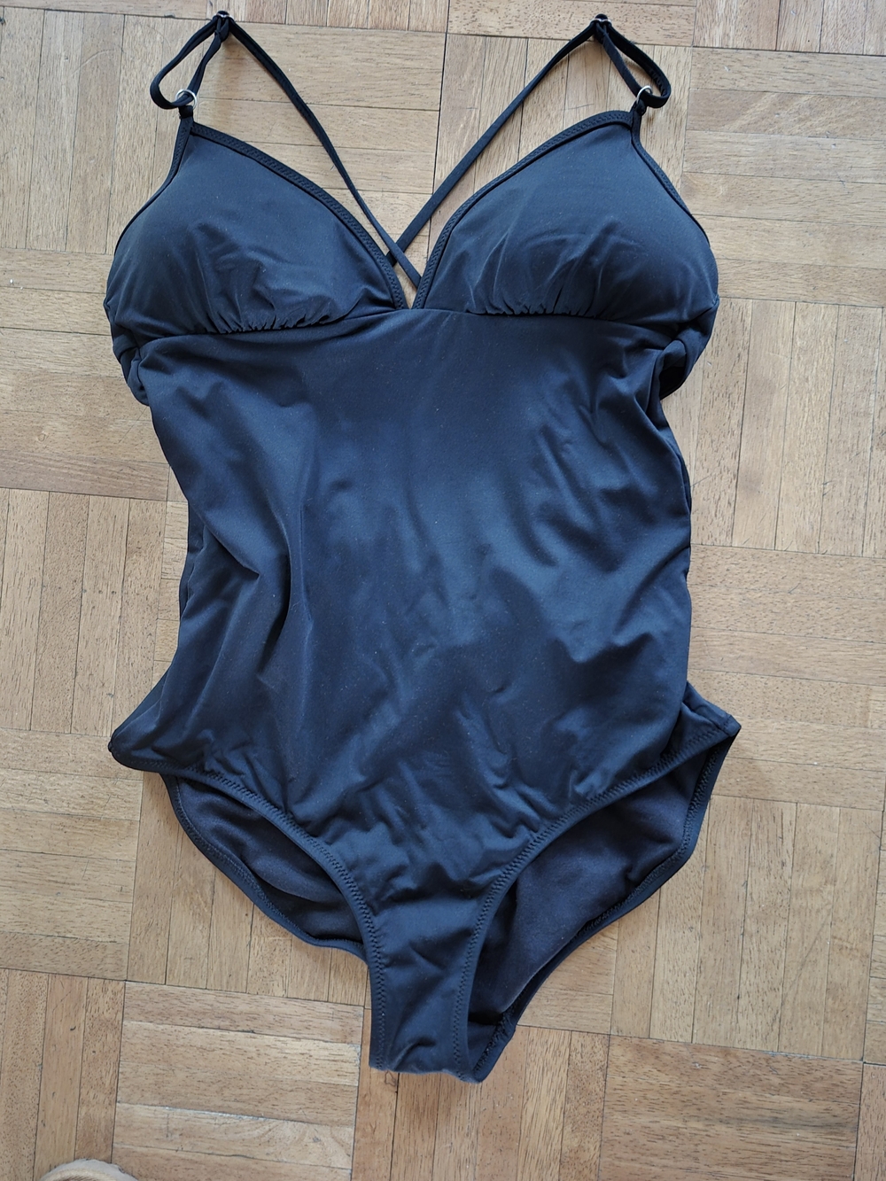 Athleta Black Strappy One Piece Bathing Suit M tall